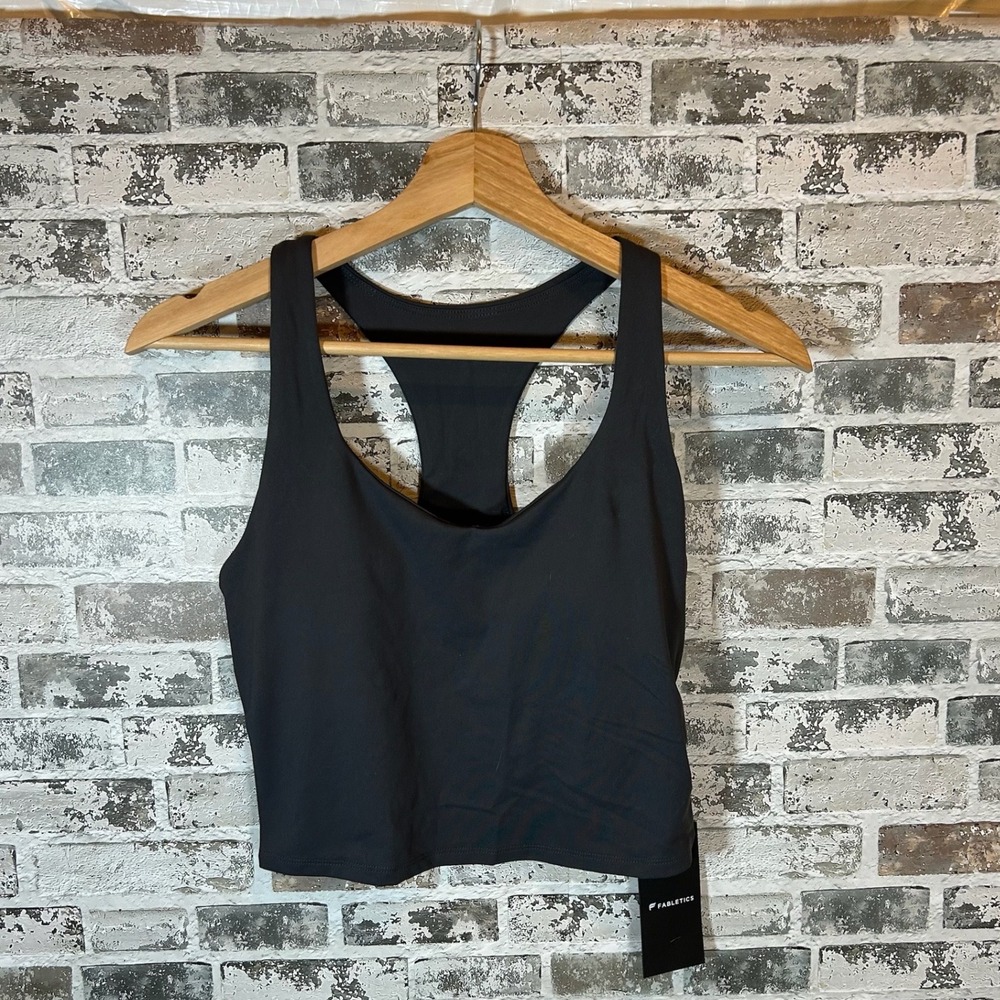 Fabletics Womens Black Racerback Crop Top Activewear Tank TK2458598-4830-17030 S